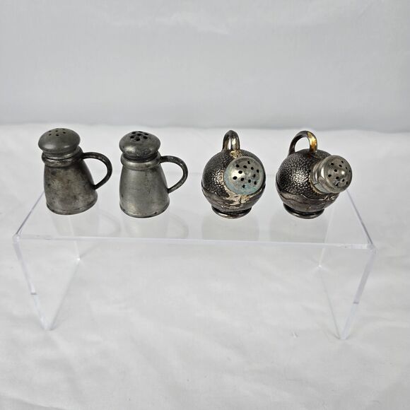 Ye Olde Tavern Pewter Salt Pepper Shakers #6129 + Unbranded Pewter Set Marked 77 - Picture 1 of 16